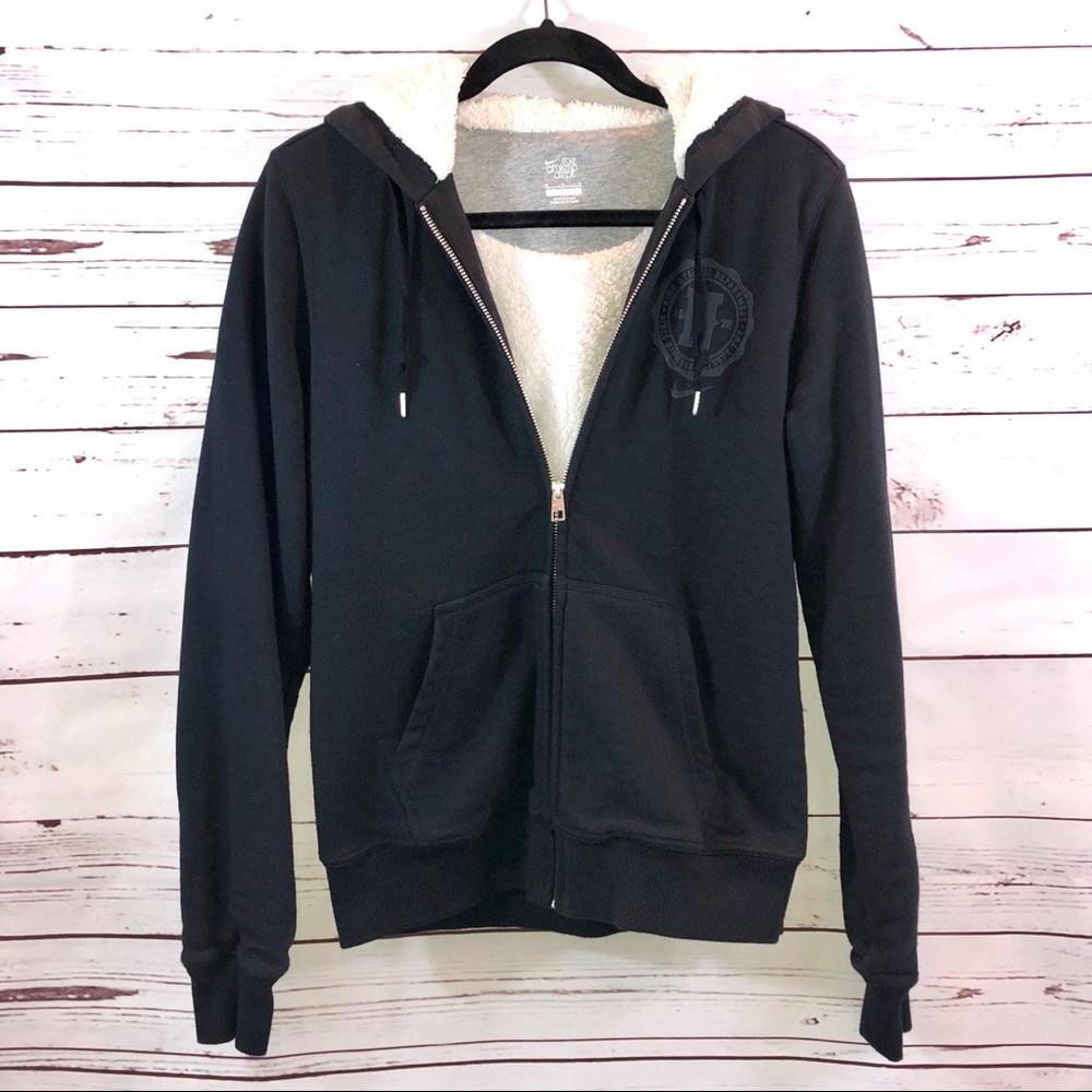 Nike Sherpa Lined Hooded Black Athletic Jacket